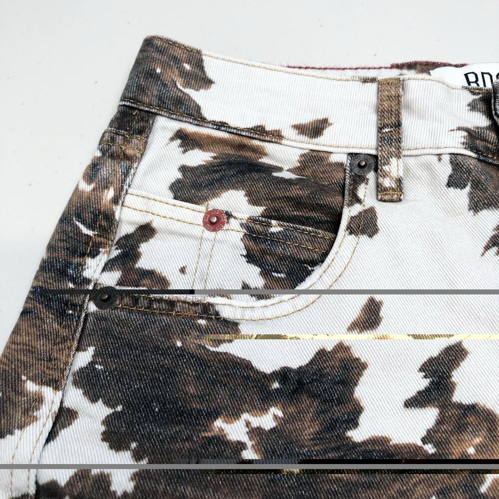 BDG Urban Outfitters Jaya Baggy Cow Print Wide Leg Jeans Low Rise Y2K 26x32 - Picture 8 of 14